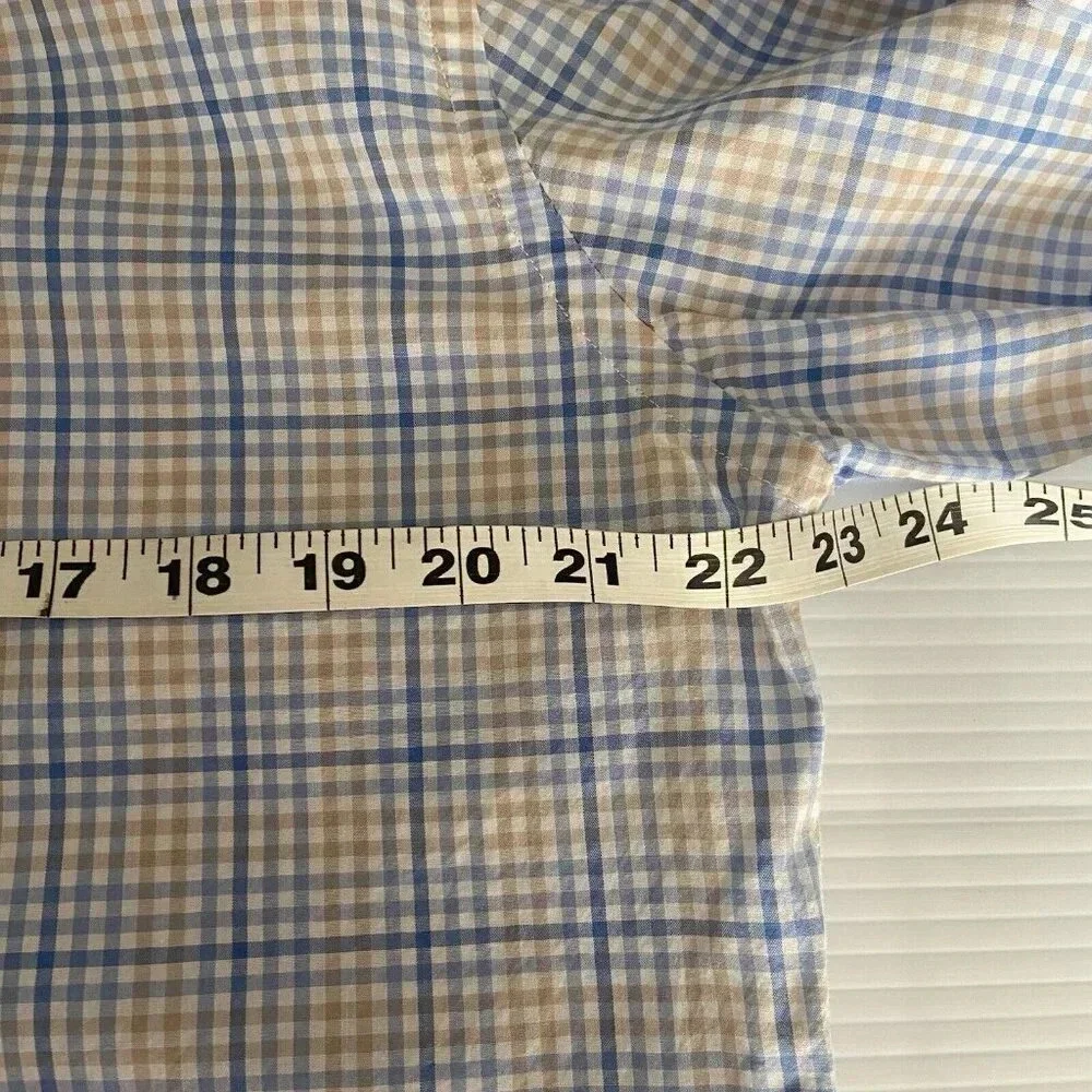 Jack Maverick Soft Blue Plaid Long Sleeve Men’s Dress Shirt Button Size‎ L Large
